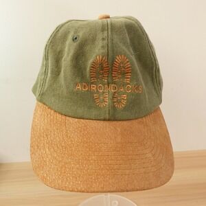 VTG Adjustable Baseball Cap Olive Adirondacks Boot Print Outdoor Camp TOPPERS